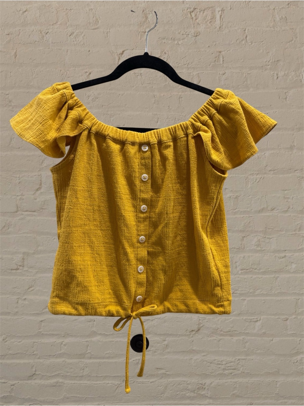 Madewell Yellow Off-the-Shoulder Button-Front Camisole